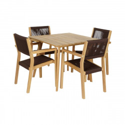 Ensemble Table  4 Chaises DKD Home Decor 90 x 90 x 75 cm Teck Corde