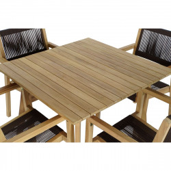 Ensemble Table  4 Chaises DKD Home Decor 90 x 90 x 75 cm Teck Corde