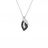 Collier Motif FLAMME  Oxydes de Zirconium Blancs et Noirs    Maille Forçat Argent 925 Millièmes Rhodié 