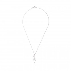Collier Motif Fantaisie orné d'un Solitaire en  Oxyde de Zirconium  Maille Forçat Argent 925 Millièmes Rhodié 