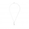 Collier Motif Fantaisie orné d'un Solitaire en  Oxyde de Zirconium  Maille Forçat Argent 925 Millièmes Rhodié 