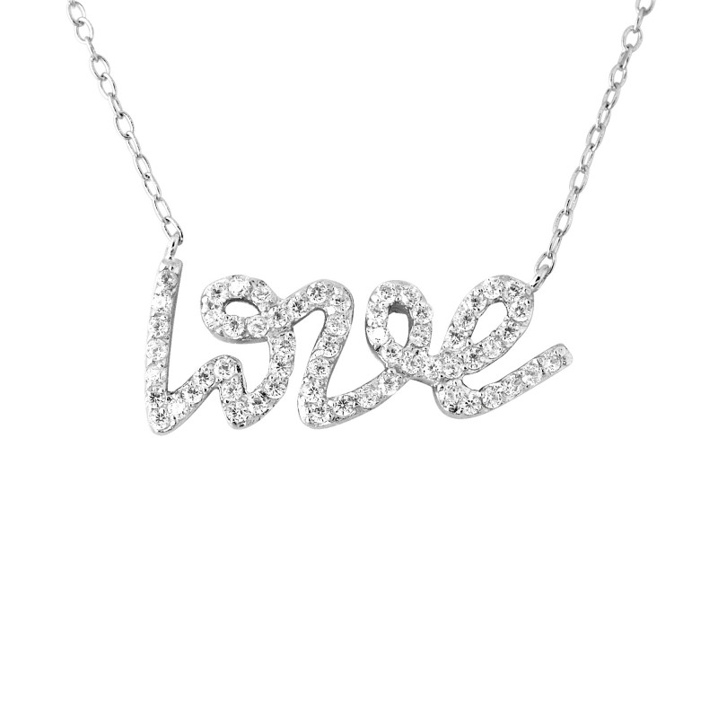 Collier "LOVE" entièrement serti de Oxydes de Zirconium 