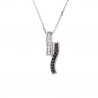 Collier Motif Vagues sertie de Oxydes de Zirconium Blancs et Noirs   Maille Forçat Argent 925 Millièmes Rhodié 