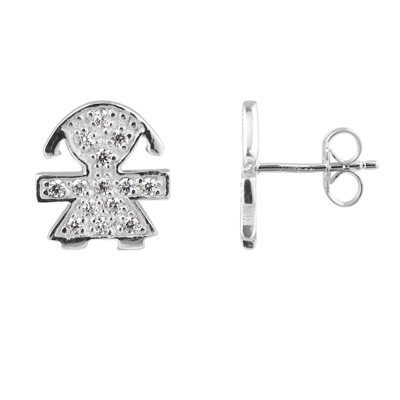 Boucles d'Oreilles"Cable" entièrement sertie de Oxydes de Zirconium