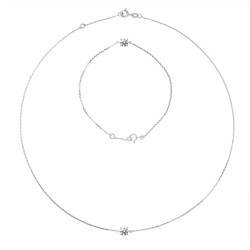 Parure Collier et Bracelet Oxyde de Zyrconium 5 mm Serti 4 Griffes 