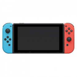 Console Nintendo Switch avec un Joy-Con rouge néon et un Joy-Con bleu néon