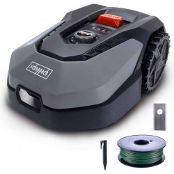 Robot tondeuse connecté 400m2 Scheppach RoboCut L500 avec station de recharge | Jusqu'a 400 m² | Capteur de pluie | WiFi  BT