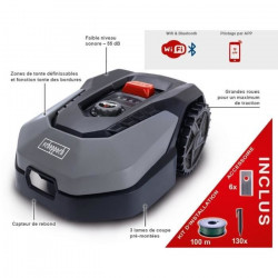 Robot tondeuse connecté 400m2 Scheppach RoboCut L500 avec station de recharge | Jusqu'a 400 m² | Capteur de pluie | WiFi  BT