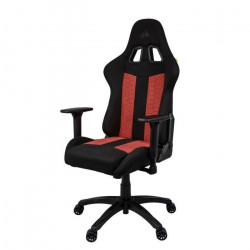 CORSAIR - Chaise bureau - Fauteuil Gaming - TC100 RELAXED - Tissu - Ergonomique - Accoudoirs réglables - Noir/Rouge (CF-990001