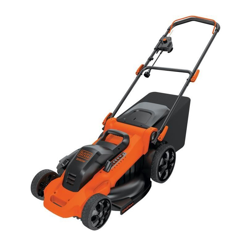 Tondeuse électrique 48cm LM2000-QS BLACKDECKER - Fonction mulching, éjection latérale ou bac de ramassage souple 50L