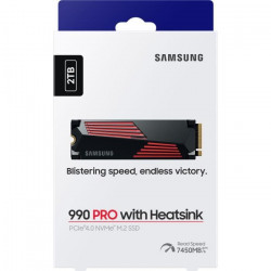 SAMSUNG - 990 PRO - Disque SSD Interne - 2 To - Avec dissipateur - PCIe 4.0 - NVMe 2.0 - M2 - Compatible PS5 (MZ-V9P2T0GW)