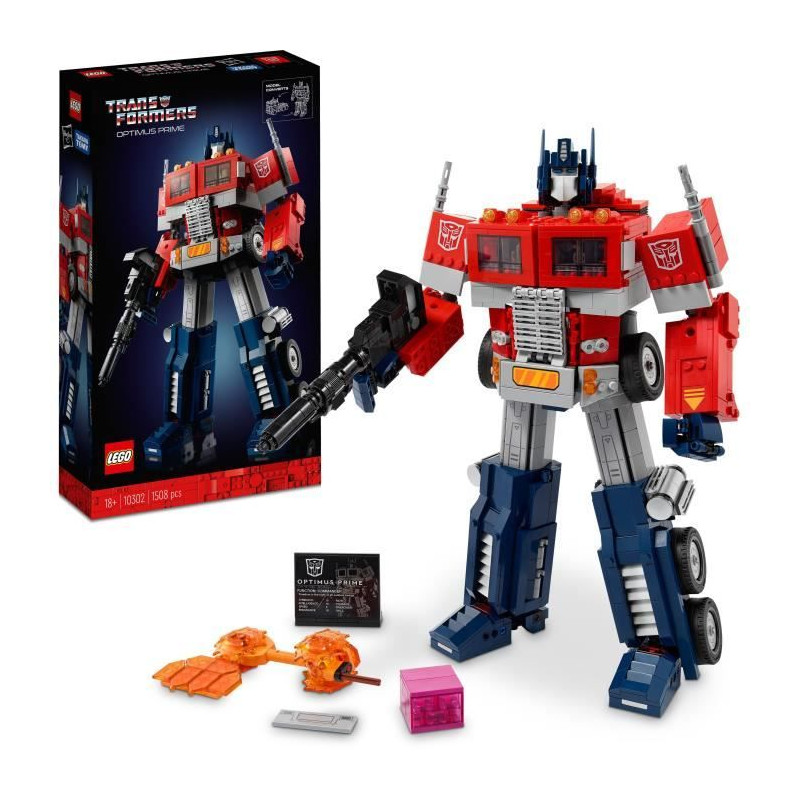 LEGO ICONS 10302 Optimus Prime, Figurine Autobot Robot de Transformers, Maquette Camion, Adulte
