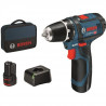 Bosch Professional Perceuse GSR 12V-15 avec 2 batterie 2Ah  chargeur  Softbag
