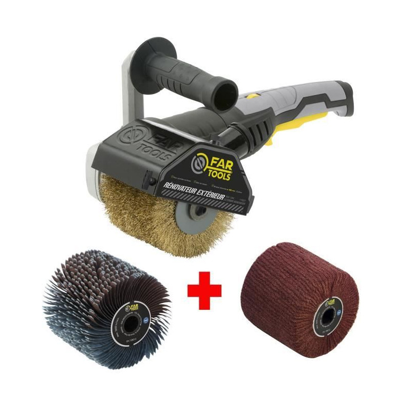 FARTOOLS   Rénovateur REX120C  brosse lanieres abrasives et fibre synthétique  Pour bois et métal - Surfaces planes ou compl