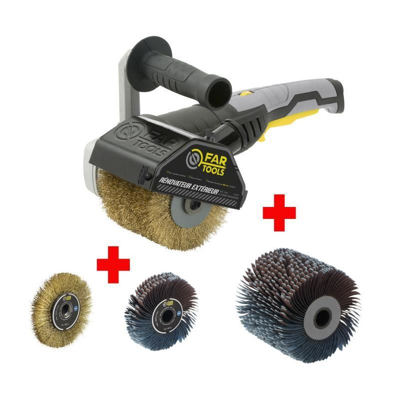 FARTOOLS PACK REX120C RENOVATEUR EXTERIEUR  BROSSE METALLIQUE DE PRECISION  BROSSE A LANIERES ABRASIVES DE PRECISION