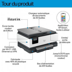 HP OfficeJet Pro 8124e - Imprimante tout-en-un  Jet d'encre couleur avec 3 mois d'Instant Ink inclus avec HP