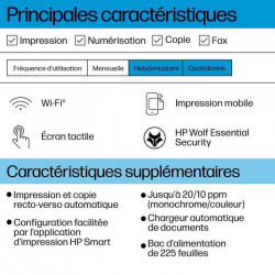 HP OfficeJet Pro 8124e - Imprimante tout-en-un  Jet d'encre couleur avec 3 mois d'Instant Ink inclus avec HP