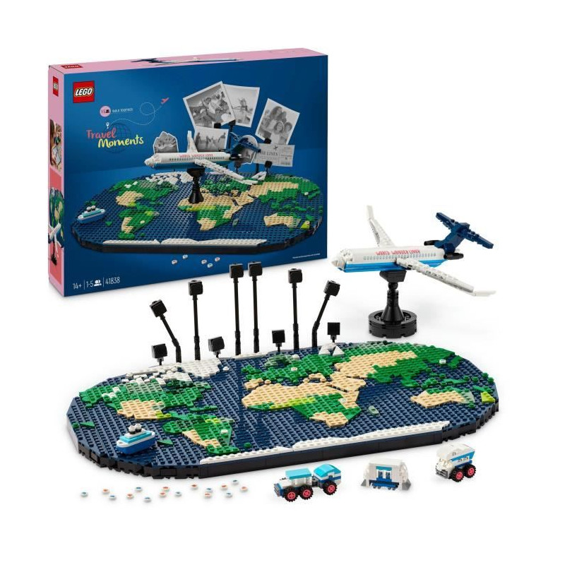 LEGO Family 41838 Souvenirs de Voyages - Carte du Monde - Cadeau pour les Voyageurs