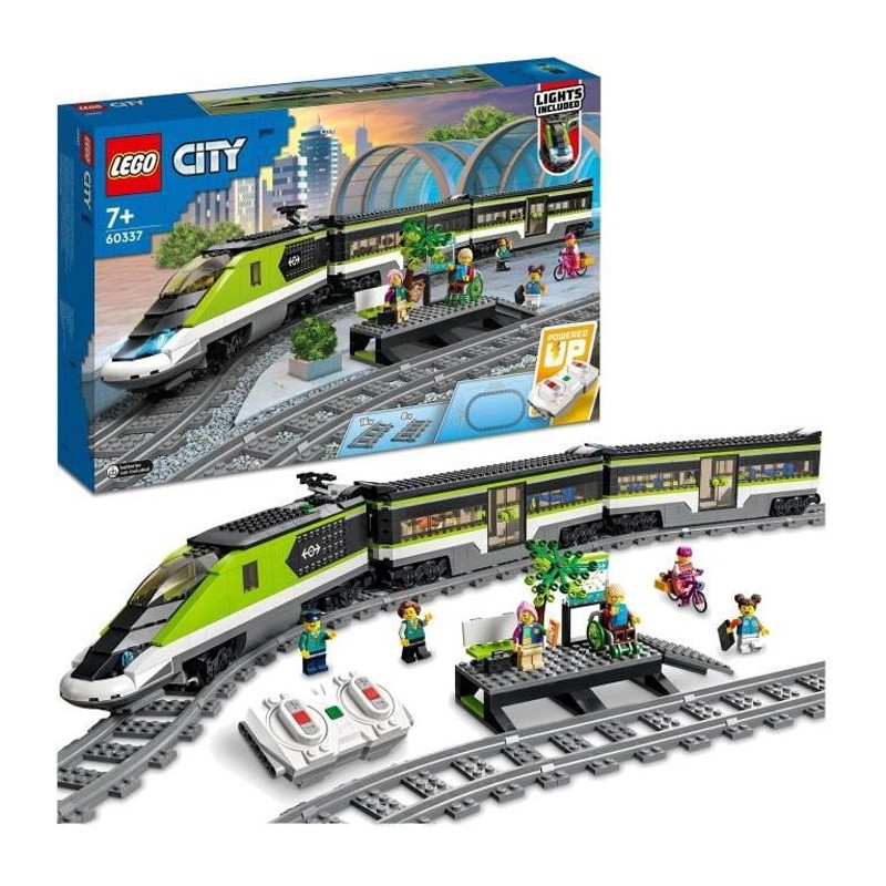 LEGO City Le Train de Voyageurs Express - Jouet de Train Télécommandé - Phares Fonctionnels - Enfants 7 Ans