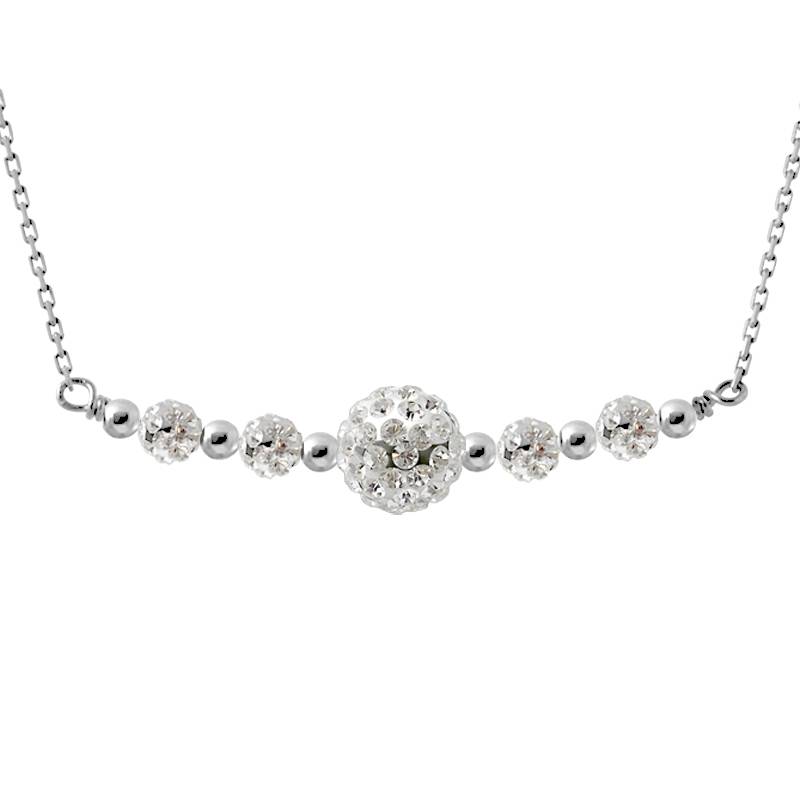 Collier Prestige Cristal 4 Boules Cristal 4 mm Blanc 