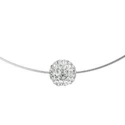 Collier  "Pure WHITE" orné d'une Boule Pendentif entièrement sertie de Véritable Cristal Blanc 
