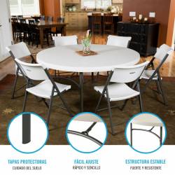 Table d'appoint Lifetime Crème 152 x 74 x 152 cm Acier Plastique