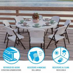 Table d'appoint Lifetime Crème 152 x 74 x 152 cm Acier Plastique