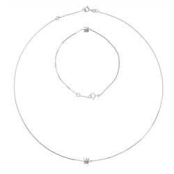 Parure Collier et Bracelet Oxyde de Zyrconium 5 mm Serti 4 Griffes 