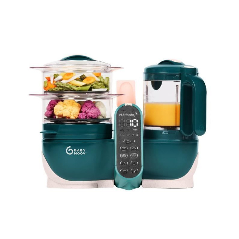 Babymoov Nutribaby - Robot Multifonctions 6 en 1 - Cuiseur-vapeur/Mixeur, Opal Green