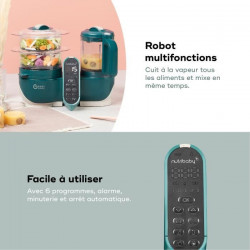 Babymoov Nutribaby - Robot Multifonctions 6 en 1 - Cuiseur-vapeur/Mixeur, Opal Green