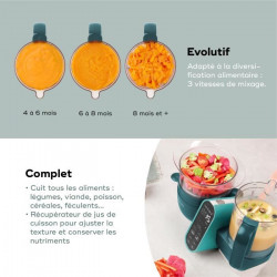 Babymoov Nutribaby - Robot Multifonctions 6 en 1 - Cuiseur-vapeur/Mixeur, Opal Green
