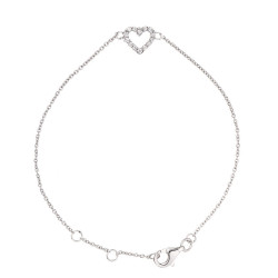 Bracelet Maille Forçat en Argent 925 Millièmes Rhodié  avec Motif Central Coeur 
