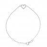 Bracelet Maille Forçat en Argent 925 Millièmes Rhodié  avec Motif Central Coeur 