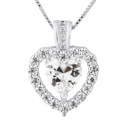 Collier motif "CUR"  en argent 925/1000 et Oxydes de Zirconium 