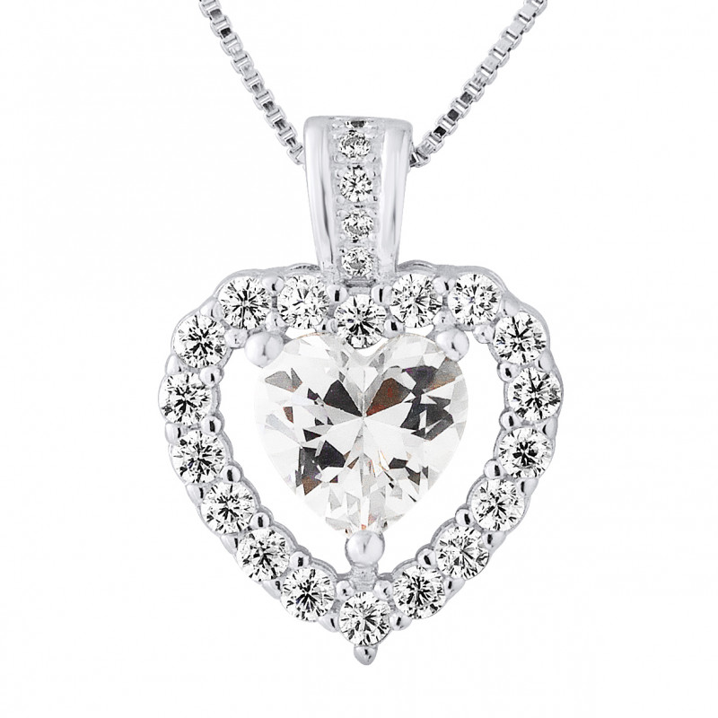 Collier motif "CUR"  en argent 925/1000 et Oxydes de Zirconium 