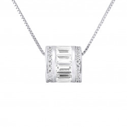 Collier motif "TONNEAU" en argent 925/1000 et Oxydes de Zirconium en Barettes  