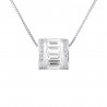 Collier motif "TONNEAU" en argent 925/1000 et Oxydes de Zirconium en Barettes  