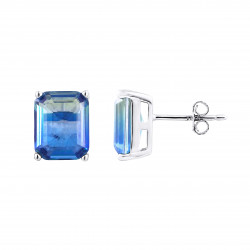 Boucles d'Oreilles motif "RECTANGLE" BICOLORE 