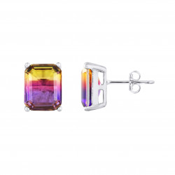 Boucles d'Oreilles motif "RECTANGLE" BICOLORE 
