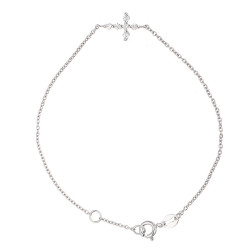 Bracelet Maille Forçat en Argent 925 Millièmes Rhodié  avec Motif Central Croix 