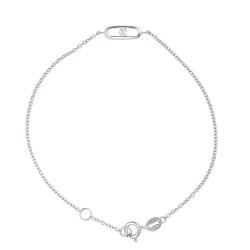 Bracelet Maille Forçat en Argent 925 Millièmes Rhodié  avec Motif Central orné d'un Oxyde de Zirconium Solitaire 3 mm Blanc   