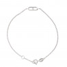 Bracelet Maille Forçat en Argent 925 Millièmes Rhodié  avec Motif Central orné d'un Oxyde de Zirconium Solitaire 3 mm Blanc   