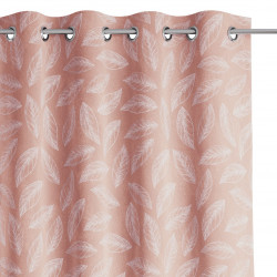 Rideau CALM couleur brossage imprimé motif végétal style classique argent œillets en métal argenté velours 140x250 AmeliaHome