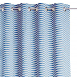 Rideau CLEAR couleur bleu marine imprimé motif boho style classique argent œillets en métal argenté velours 140x250 AmeliaHome