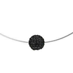 Collier  "BLACK NIGHT" orné d'une Boule Pendentif entièrement sertie de Véritable Cristal Noir 