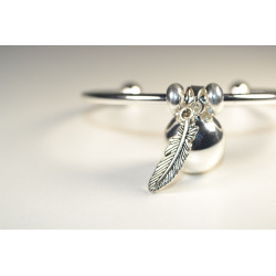 Bracelet Bola de grossesse argent lisse - LOUISE (Plume indienne)