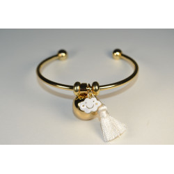 Bracelet Bola de grossesse or lisse - NELL (Nuage blanc)