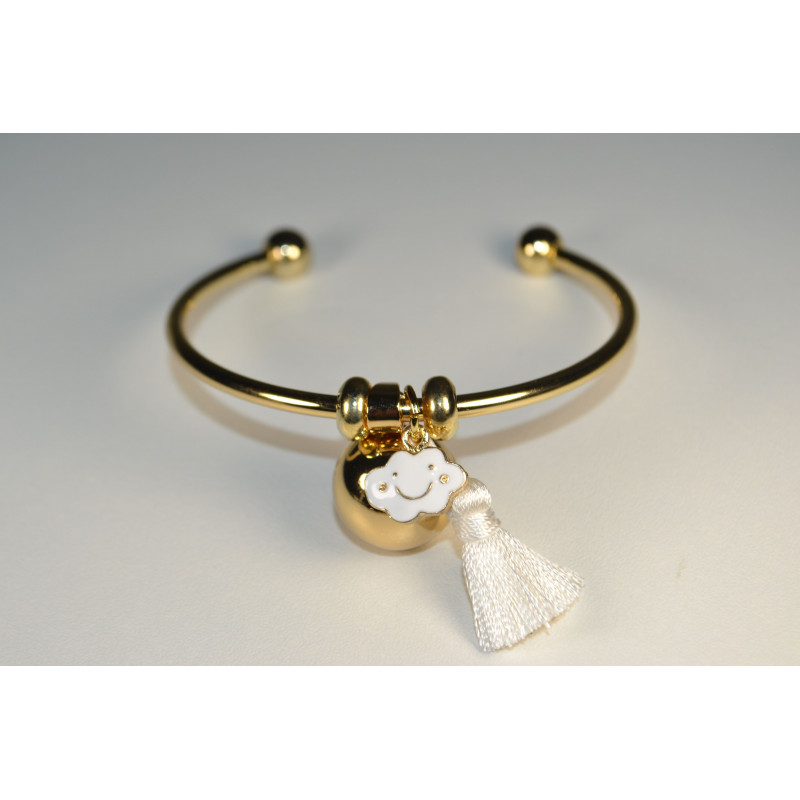 Bracelet Bola de grossesse or lisse - NELL (Nuage blanc)