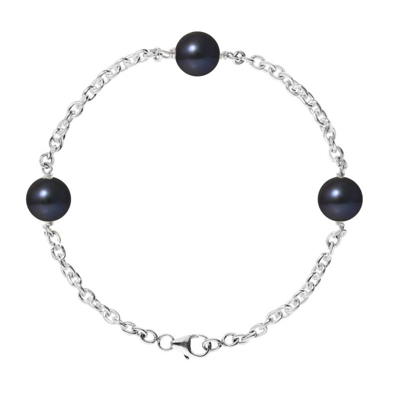 PERLINEA- Bracelet Perles de Culture- Diamètre 9-10 mm Black Tahiti- Bijou Femme 