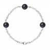 PERLINEA- Bracelet Perles de Culture- Diamètre 9-10 mm Black Tahiti- Bijou Femme 
